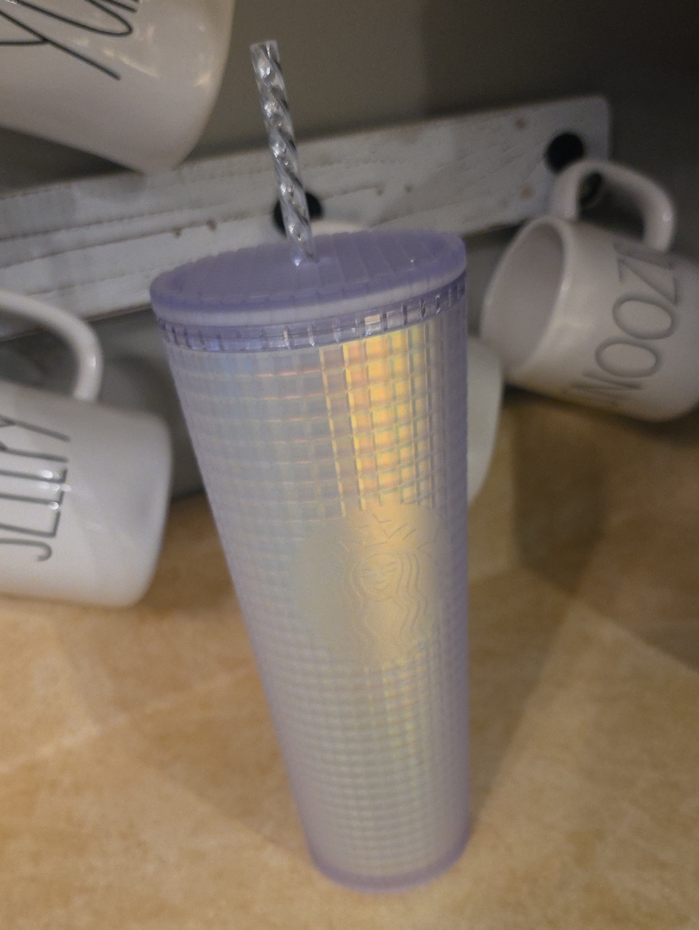 Starbucks Iridescent Cold Cup with Clear Swirl Straw